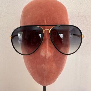 Gucci Leather Wrapped Sunglasses with Black Frame and Gold Details GG2887/S